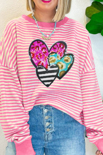 Luxe Sequin Sweatshirt - Gilded Heartbeat Design