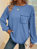 Mandy Contrast Stitching Round Neck Long Sleeve T-Shirt