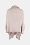 Fringe Open Front Long Sleeve Poncho