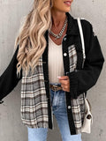 Plaid Button Up Dropped Shoulder Jacket