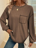 Mandy Contrast Stitching Round Neck Long Sleeve T-Shirt