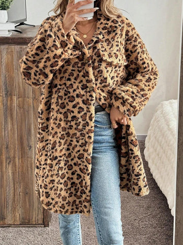 Leopard Print Fuzzy Coat - Luxe Safari Jacket