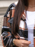 MeiMei Pocketed Plaid Button Up Dropped Shoulder Shacket