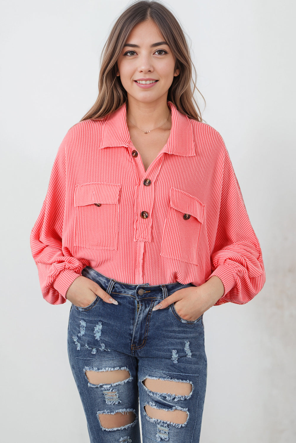 Luxe Collared Long Sleeve Blouse - Elegant Fashion Top