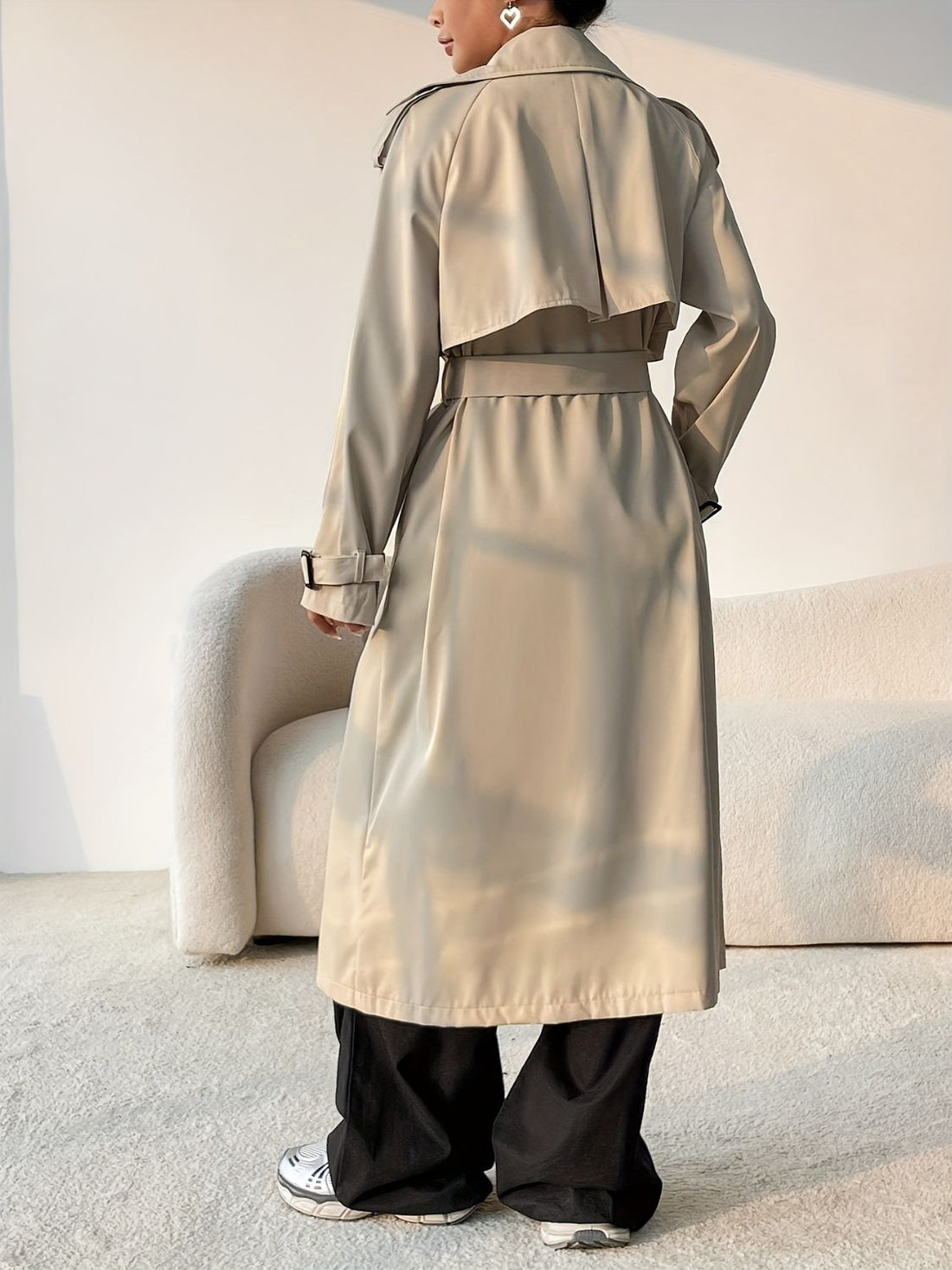 Elegant Longline Trench Coat - Regal Style Outerwear