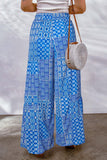 Full Size Drawstring Printed Wide Leg Pants