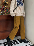 Corduroy High Waist Cropped Straight Pants