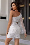 Sequin Cutout One-Shoulder Dress