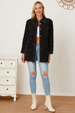 MeiMei Raw Hem Pocketed Button Up Jacket