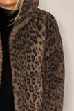 Opulent Leopard Luxe Fur-Collared Long Sleeve Coat