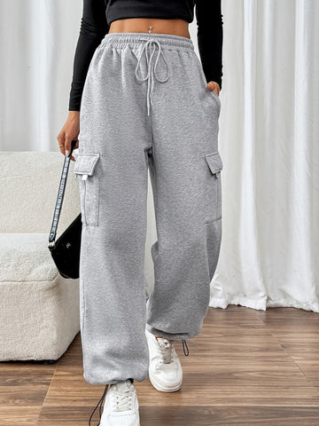 Luxe Joggers with Pockets - Chic Drawstring Athletic Pants