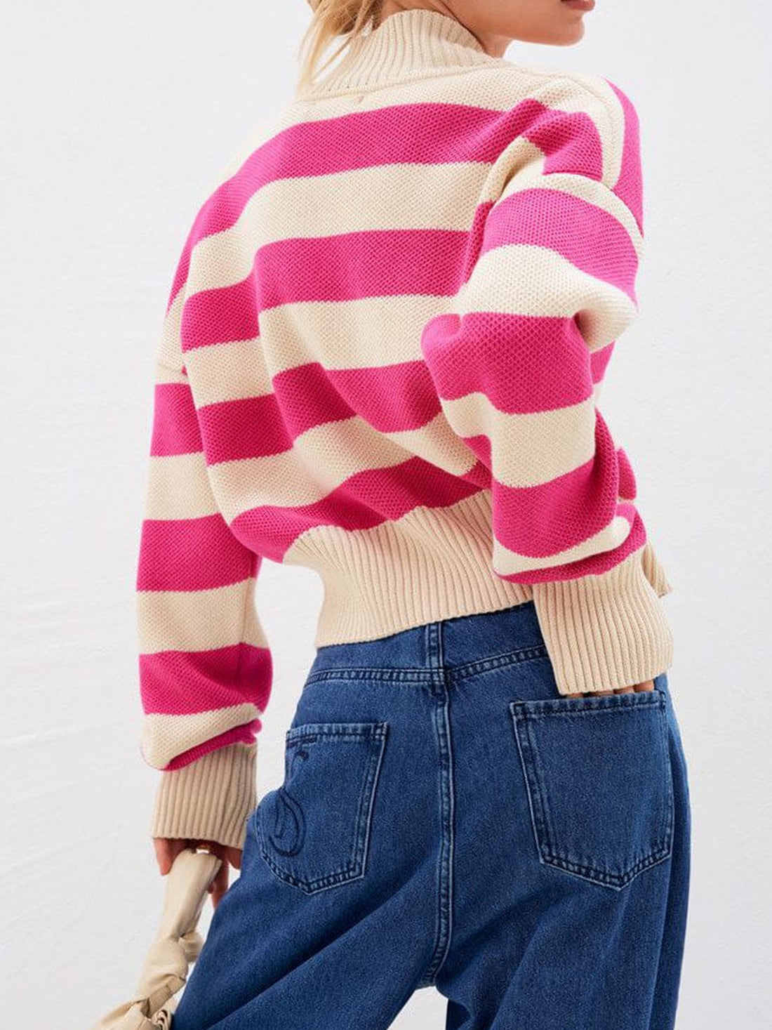 Luxe Striped Cardigan - Chic Drop Shoulder Sweater