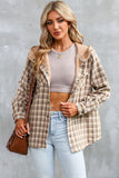 Plaid Snap Down Hooded Jacket