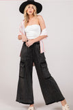 SAGE + FIG Knit Terry Mineral Wash Wide Leg Pants