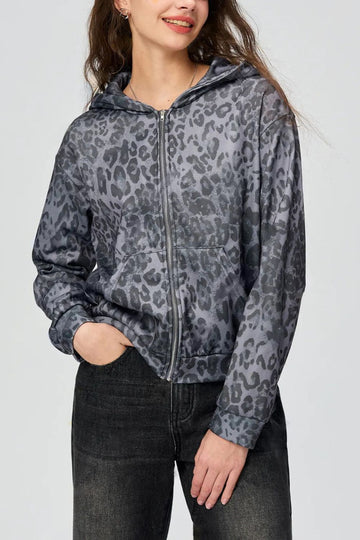 Leopard Luxe Zip-Up Hoodie - Chic Savannah Style