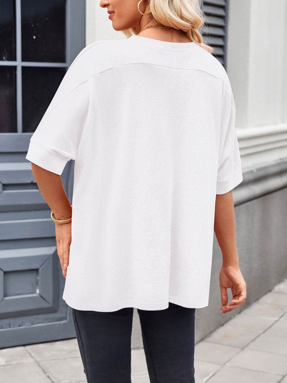 Elysian Embrace Half Sleeve Tee - Round Neck Casual Top