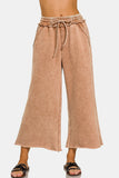 Zenana Acid Wash Fleece Wide Leg Pants