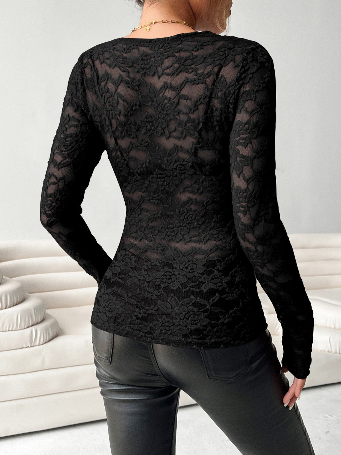 Lace V-Neck Elegance Top - Elysian Style Blouse