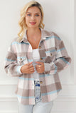 Pocketed Plaid Collared Neck Jacket