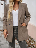 Devine Pocketed Houndstooth Long Sleeve Blazer