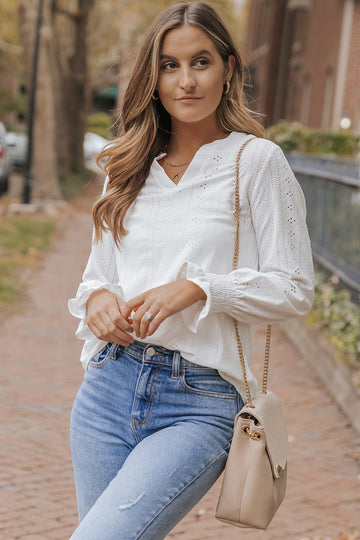 Luxe Lace Blouse - Flounce Sleeve Top