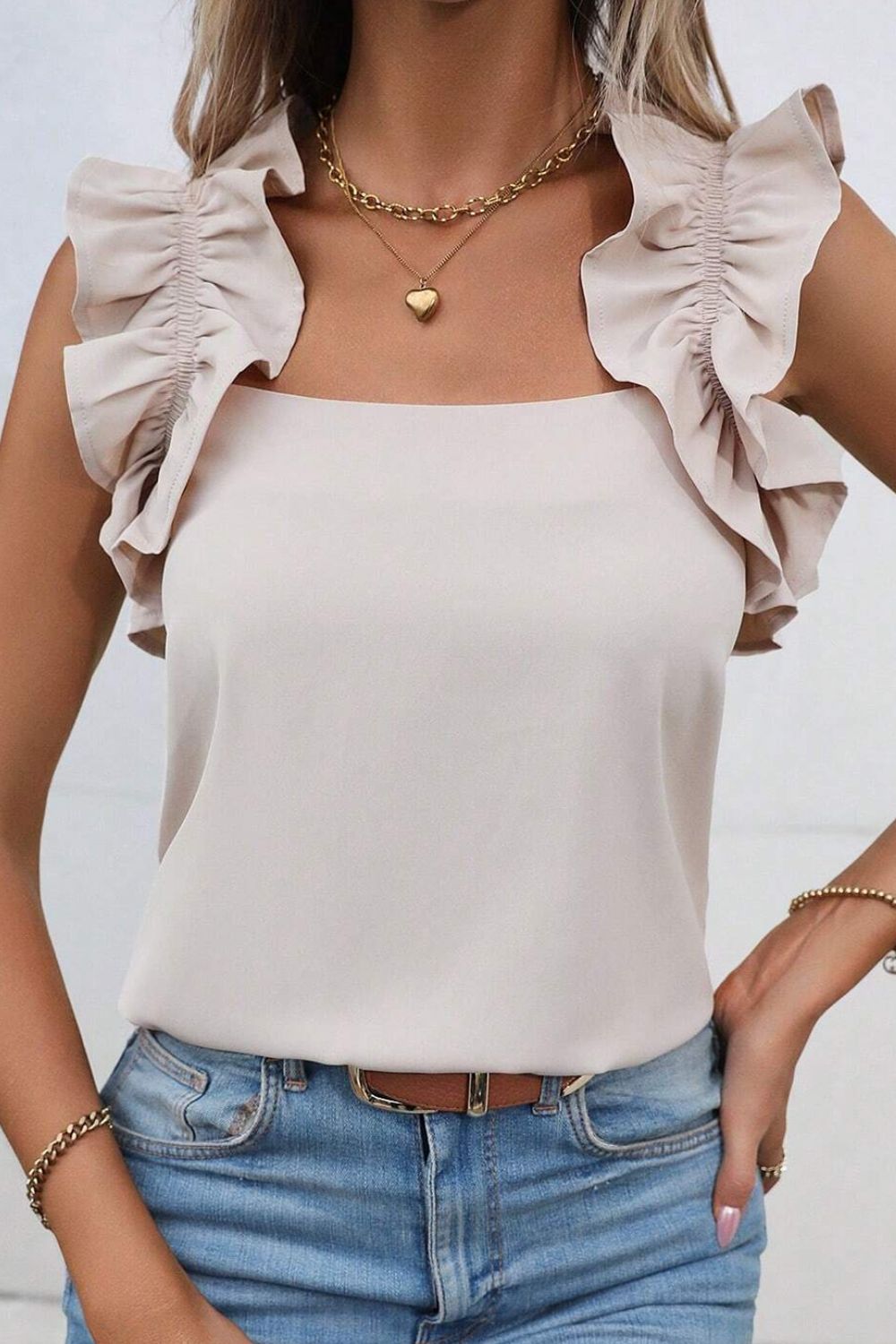 Ruffle Square Neck Top - Opulent Womens Blouse