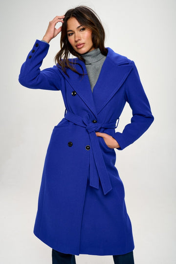 Elysian Luxe Longline Coat - Double-Breasted with Silk Sash