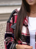 MeiMei Pocketed Plaid Button Up Dropped Shoulder Shacket