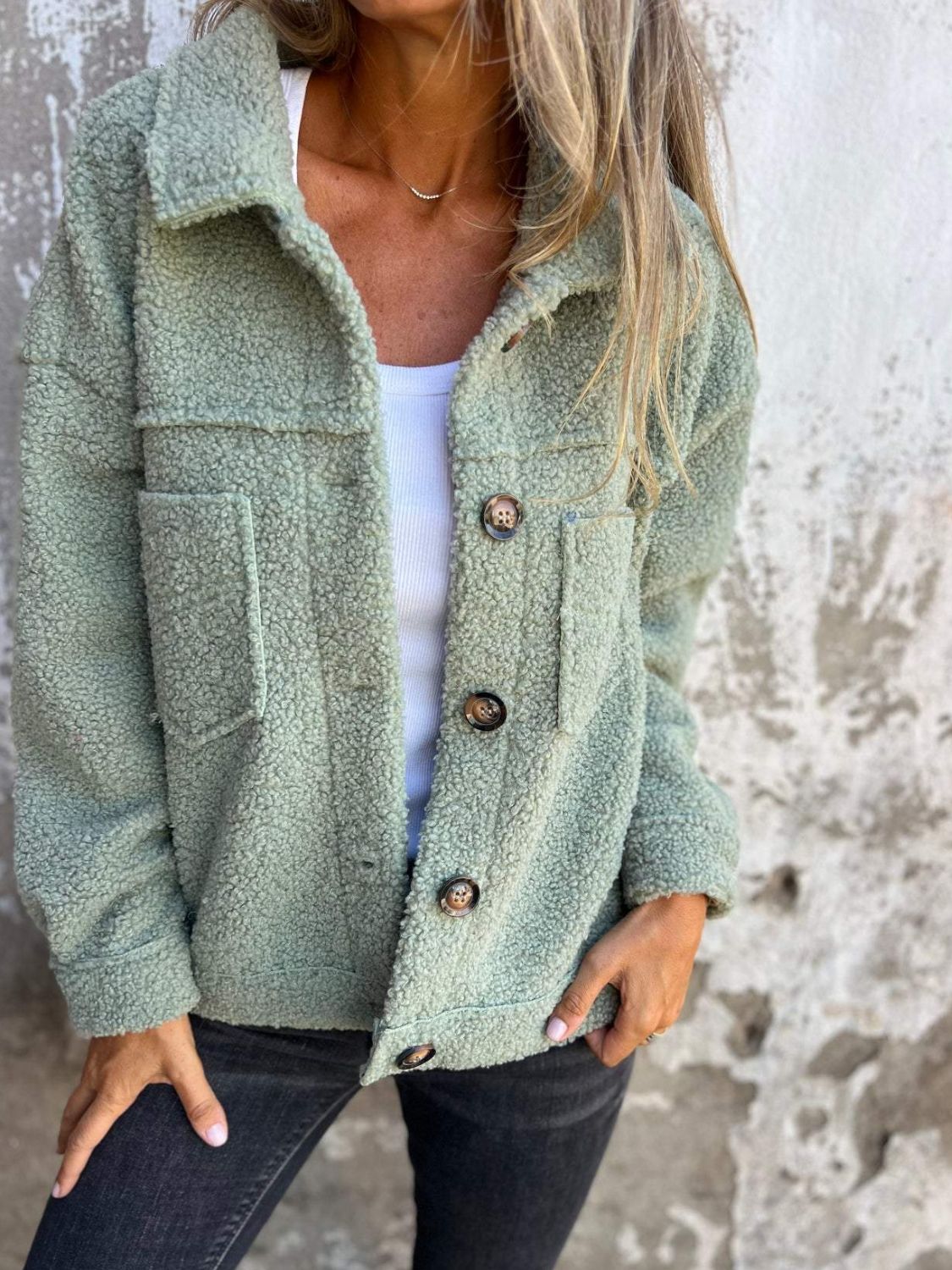 Oversized Fuzzy Button-Up Jacket - Luxe Cozy Outerwear