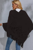 Round Neck Fringe Detail Poncho