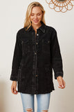 MeiMei Raw Hem Pocketed Button Up Jacket