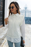 Round Neck Ruffled Sweater Vest