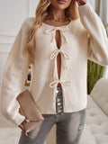 Devine Tied Round Neck Dropped Shoulder Cardigan