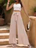 Perfee Smocked Tied High Waist Pants