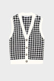 Houndstooth Button Front Sweater Vest