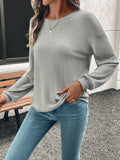 Round Neck Dropped Shoulder Long Sleeve T-Shirt