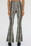 Snakeskin Print Flare Pants