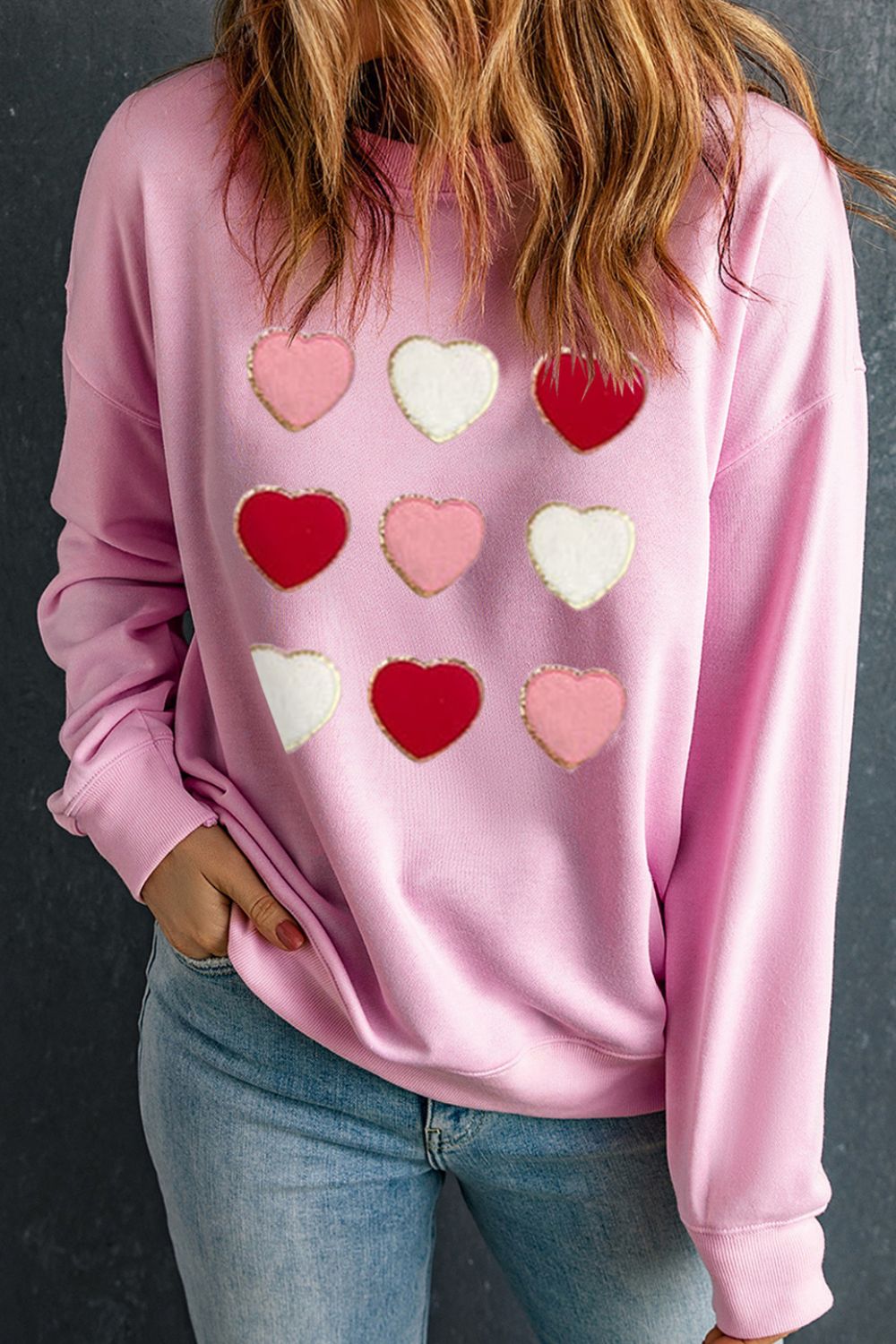 Elegant Long Sleeve Sweatshirt - Heartfelt Design