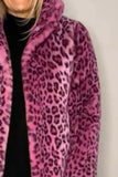 Opulent Leopard Luxe Fur-Collared Long Sleeve Coat