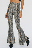 Snakeskin Print Flare Pants