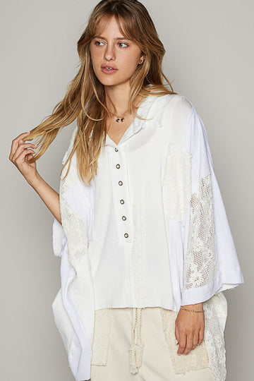 Frayed Hem Knit Blouse - Luxe Crochet Elegance Top