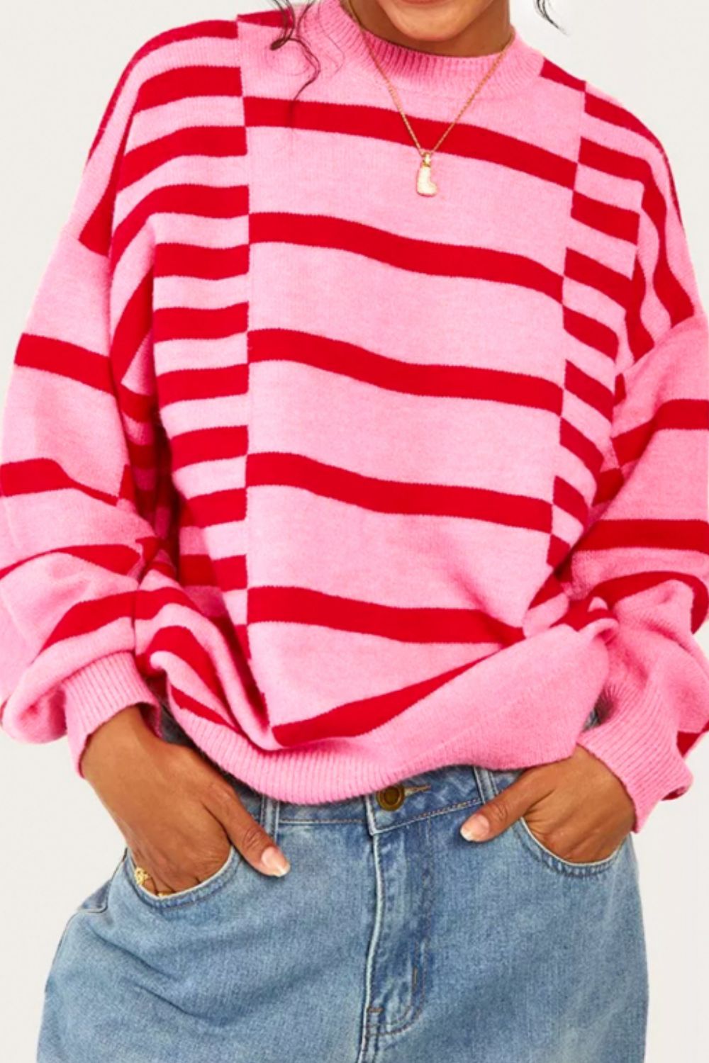 Luxe Striped Knit Sweater - Chic Cozy Fashion Top