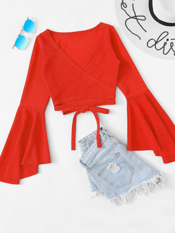 Flare Sleeve Blouse - Chic Elegant Top