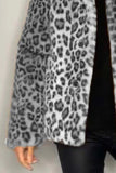 Opulent Leopard Luxe Fur-Collared Long Sleeve Coat