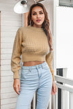 Round Neck Long Sleeve Cropped Sweater