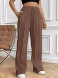 Drawstring Wide Leg Pants with Pockets