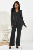 Lapel Collar Long Sleeve Blazer and Pants Set