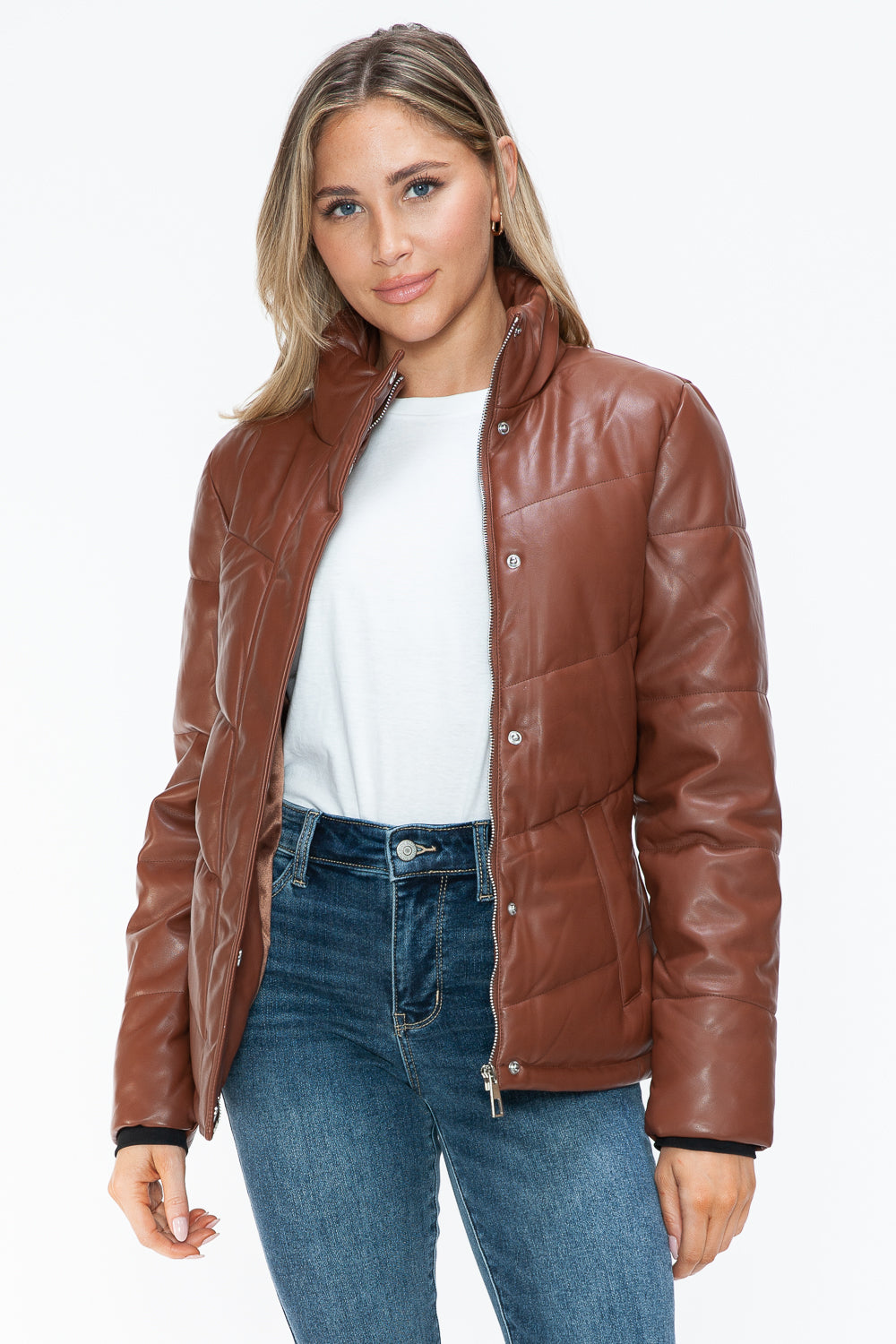 Chic Turtleneck Puffer Jacket - Opulent Pocketed Outerwear