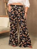 Plus Size Wide Leg Printed Pants