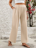 Elastic Waist Wide Leg Pants